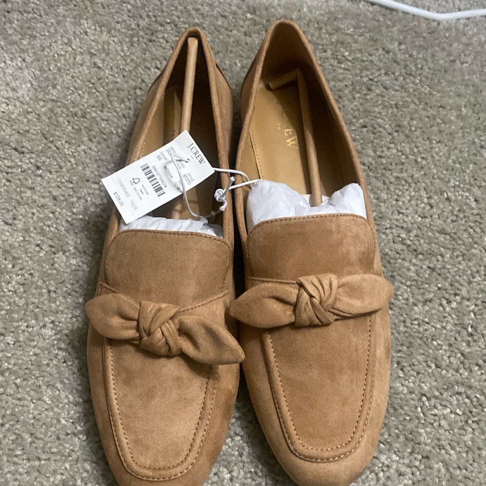J. Crew size 12  Microsuede bow loafers